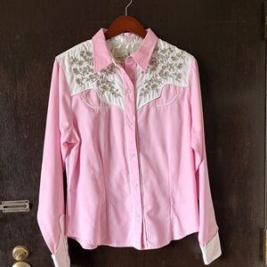 Panhandle Slim Pink Pearl snap button western shirt. XL
